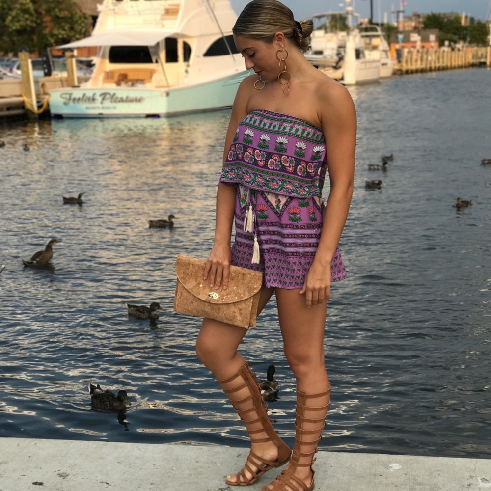 Purple Strapless Romper